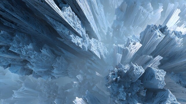 A backdrop of towering, sharp, crystal-like ore formations.