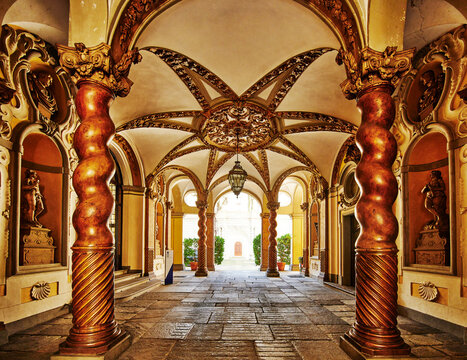 Entrance of the Palazzo Asinari di San Marzano (17th century) in Turin, Italy