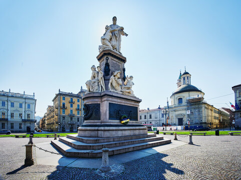 The Monumento a Camillo Benso, conte di Cavour located in Piazza Carlo Emanuele II (often called Piazza Carlina) in Turin, Italy