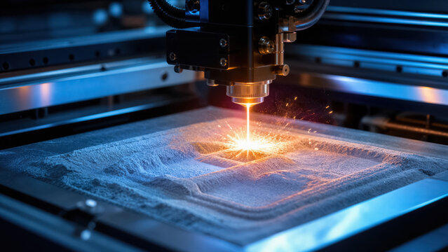 Laser sintering process in SLS 3D printer for nylon shoe component