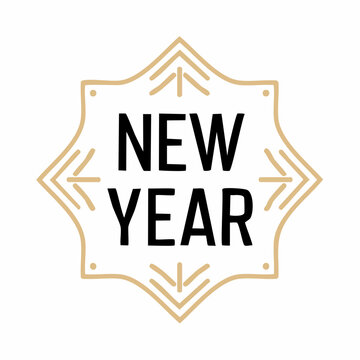 New Year Text Graphic with Decorative Border