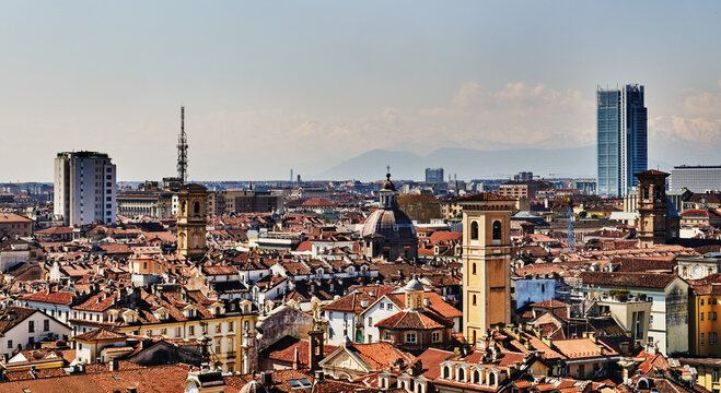 Panoramic view of Turin, Northern Italy, Europe