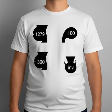 T-shirt with Abstract Shapes and Numbers - A Modern and Artistic Design.