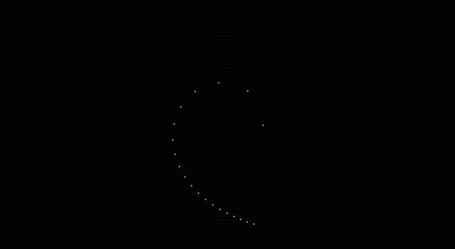 Abstract digital spiral loading animation with glowing cyan animation