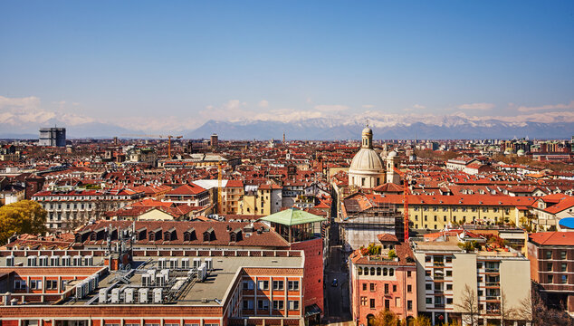 Panoramic view of Turin, Northern Italy, Europe