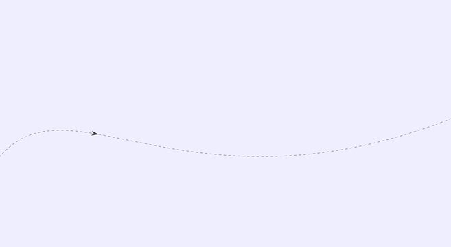 Animated airplane path following a dotted line route on map animation
