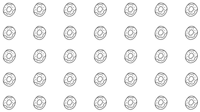 Seamless looping animated background with colorful donuts, cupcakes, and sweet treats in a playful cartoon style, featuring spinning elements, soft gradients, and a fun repeating pattern for a lively 