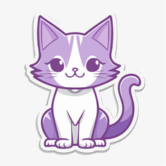 Fototapeta premium Cute Cartoon Purple Cat Sticker