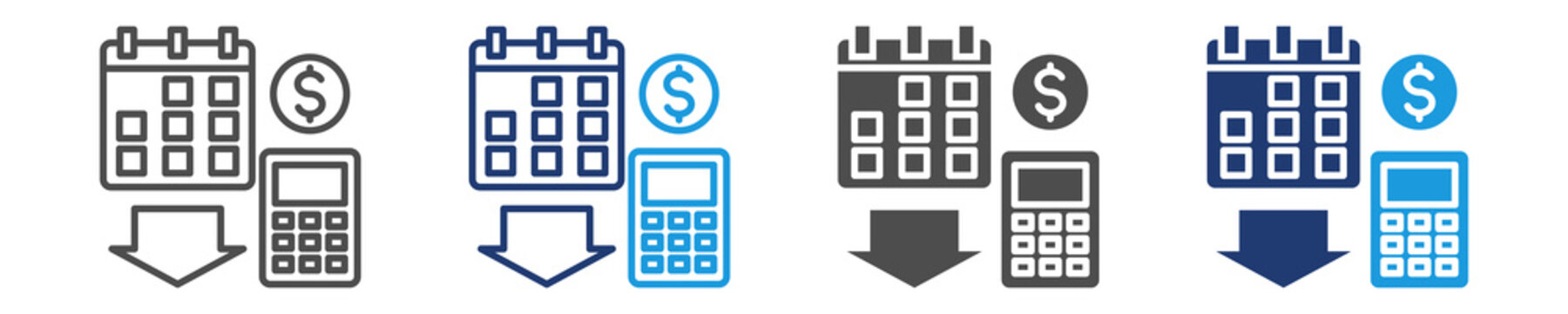 amortization icon set multiple style