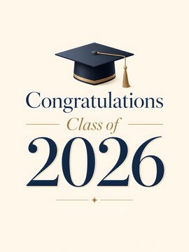 Elegant congratulations Class of 2026 graduation card design