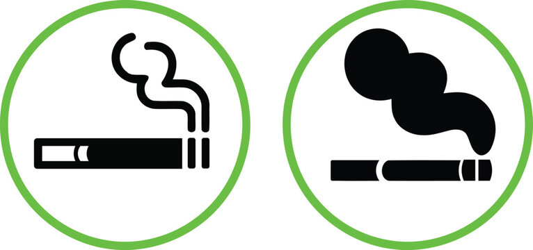 Smoking allowed area symbol. Designated cigarette area notice vector illustration. Clean permission mark for public space regulation and policy use