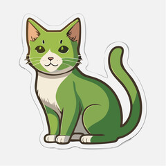 Fototapeta premium Cute Green Cartoon Cat Sticker