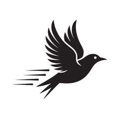 Fototapeta premium Bird silhouette in flight black color on white background