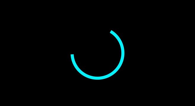 Cyan loading circle animation rotating on a clean black animation