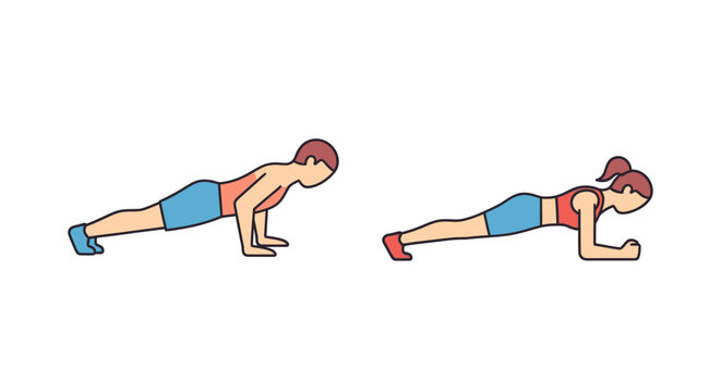 Man and woman doing push ups.