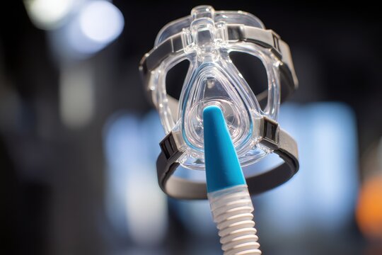 CPAP mask for sleep apnea therapy isolated on transparent background