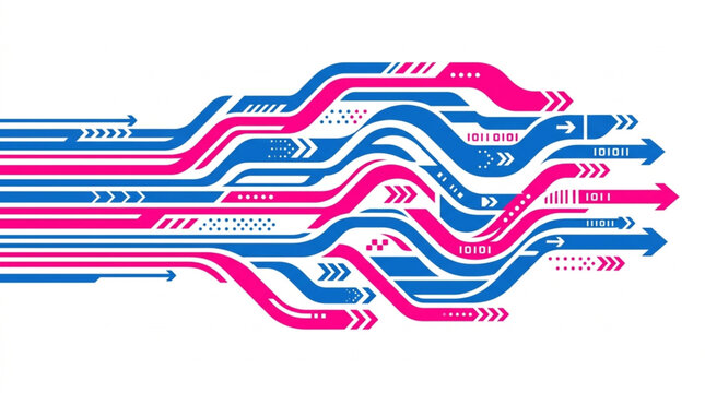 Colorful abstract arrows pointing forward fast.