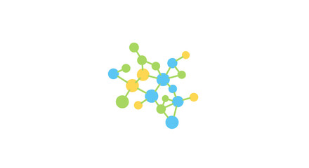 Fototapeta premium Abstract molecular structure with green blue and yellow circles