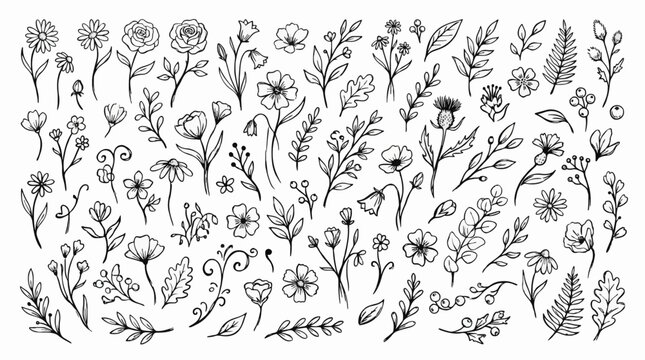 Botani Doodle untuk Undangan dan Dekorasi