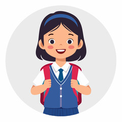 Fototapeta premium Happy School Girl with Backpack