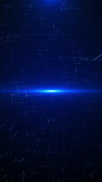 Minimal blue digital background with subtle circuit lines, center light flare, and dark technology depth. Perfect for corporate videos, data presentations, software promos, and overlays.