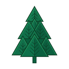 Fototapeta premium Stylized Geometric Green Evergreen Tree Vector Illustration