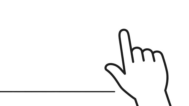 Minimalist outline hand icon with finger pointing gesture.