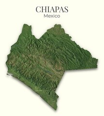 Fototapeta premium Chiapas, Mexico Relief Map. Hillshaded physical map. Shaded Terrain illustration of Chiapas, Mexico. Elements of this image derrived from NASA imagery and SRTM dataset.