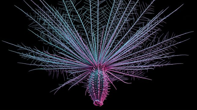 An electric dandelion seed serves as a neon vessel navigating the black tides of the universe, a metaphor for the delicate resilience of life and the transmission of ancestral wisdom.