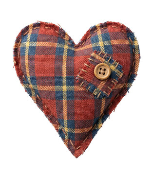 Plaid fabric heart ornament isolated