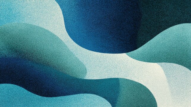Abstract gradient background in teal and dark teal hues with soft edged white and light blue flowing shapes, uniform grainy texture, muted diffused fluid dynamic abstract composition