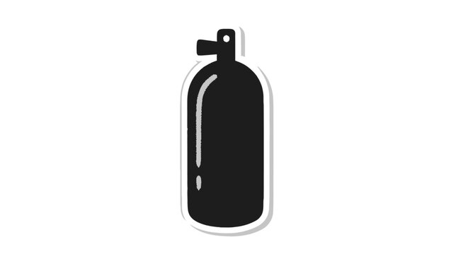 Black scuba diving oxygen tank icon on white background.