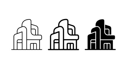 Obraz premium House Icon Set Black And White Vector Illustration