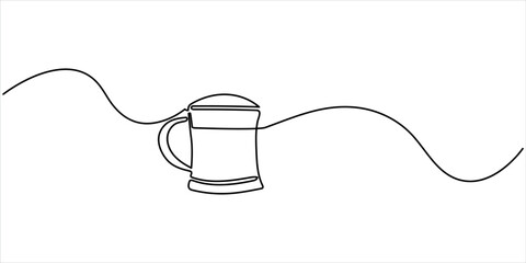 Obraz premium One Line Vector Illustration Of Morning Tea Cup