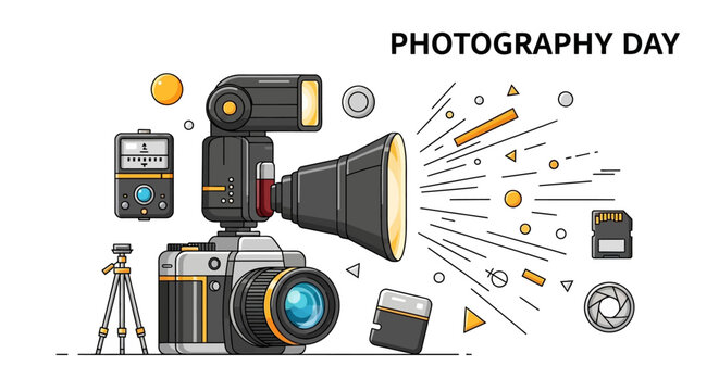 Photography equipment and accessories illustration for Photography Day