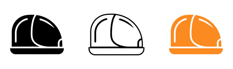 Fototapeta premium Three different color variations of a hard hat icon