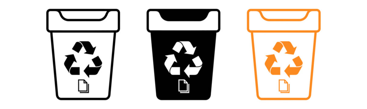 Recycling bins with mobile phone and recycling symbol