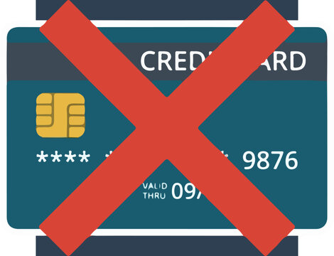 A conceptual illustration of a blocked or rejected credit card transaction.