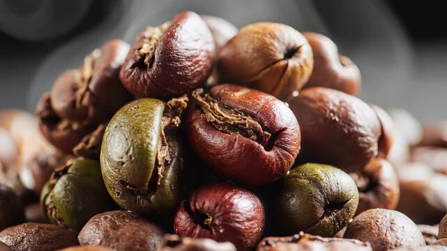 Closeup Macro Shot of Roasted Coffee Beans Pile 3.