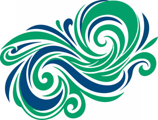Fototapeta premium Abstract Swirl Pattern with Blue and Green Waves.