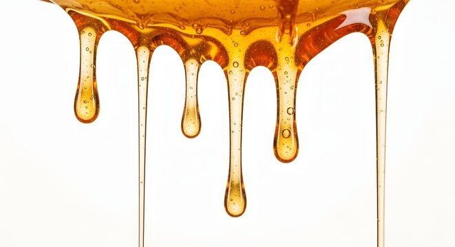 Golden Honey Drips Abstract Macro Shot for Food Industry Culinary Health and Ingredient Concepts High Key Image Perfect for Backdrops and Designs