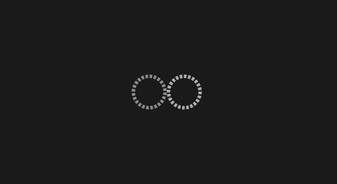 Minimalist infinity symbol loading animation on dark background animation