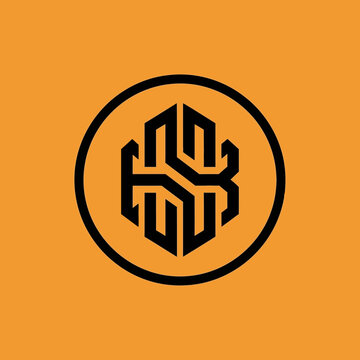 Monogram Logo Design HSB Intertwined Hexagonal Shape.