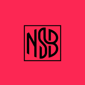 Monogram NSB in a Square Frame on Red Background.