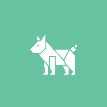 Origami Dog Geometric Minimalist Icon.