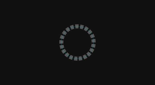 Minimalist digital loading spinner animation on dark background animation