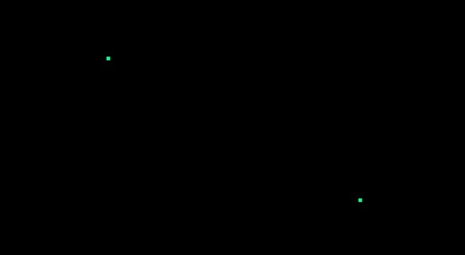Minimalist digital pulse: glowing green data points on black animation