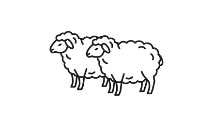 Obraz premium Two sheep line art illustration