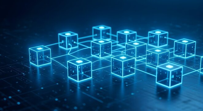 Blockchain technology for business secure network data connectivity concept