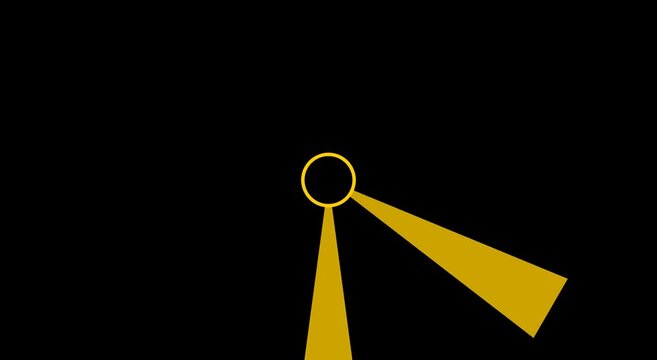 Minimalist gold clock hands rotating on animation black background motion